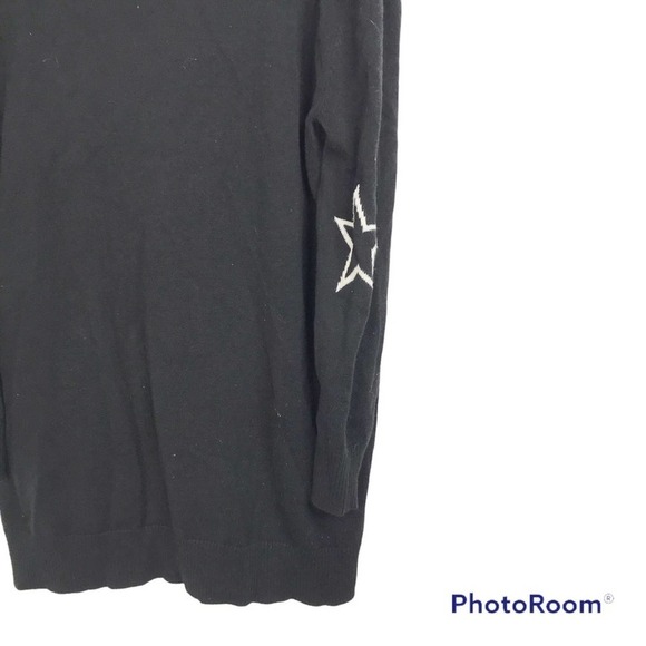 Nasty gal solid black button front cardigan with star print elbows size M - Picture 4 of 7